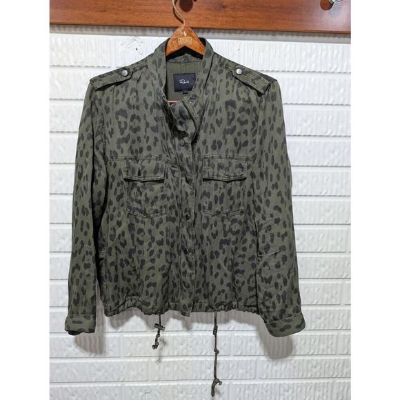 Rails Women's Green Cheetah Print Front-Zip Long-Sleeve Jacket Size L - Picture 1 of 9